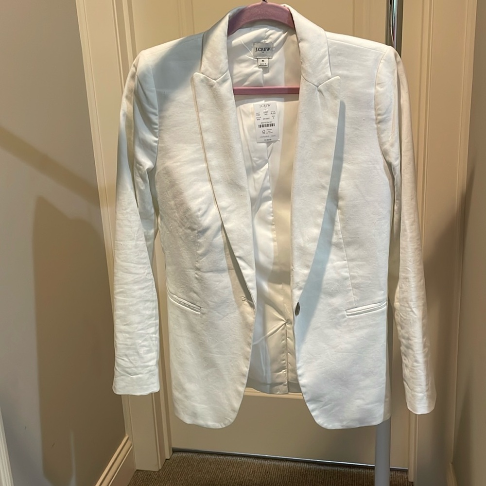 J.Crew White Linen Blazer Sz 6